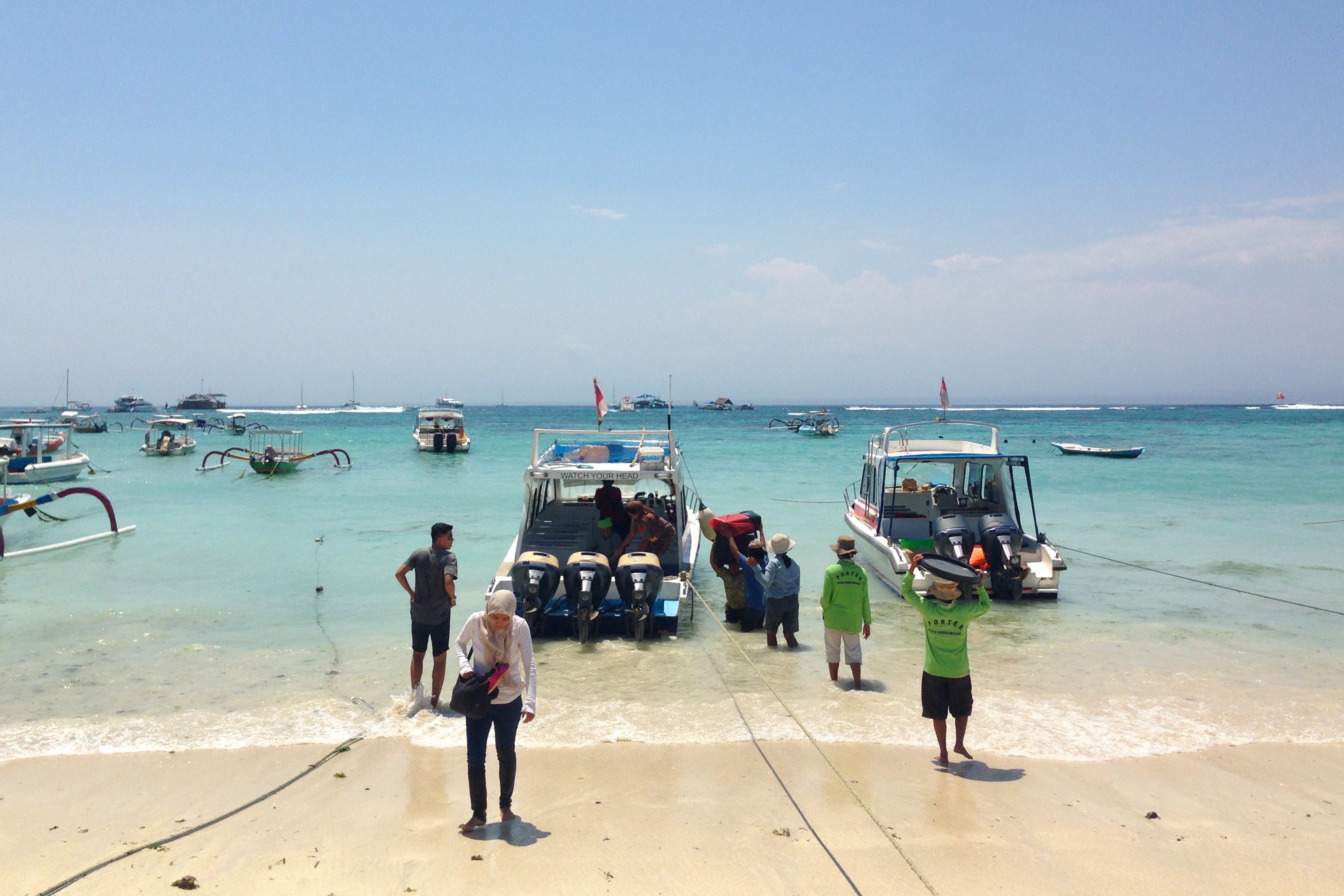 Met de boot naar Nusa Lembongan, Mushroom Bay