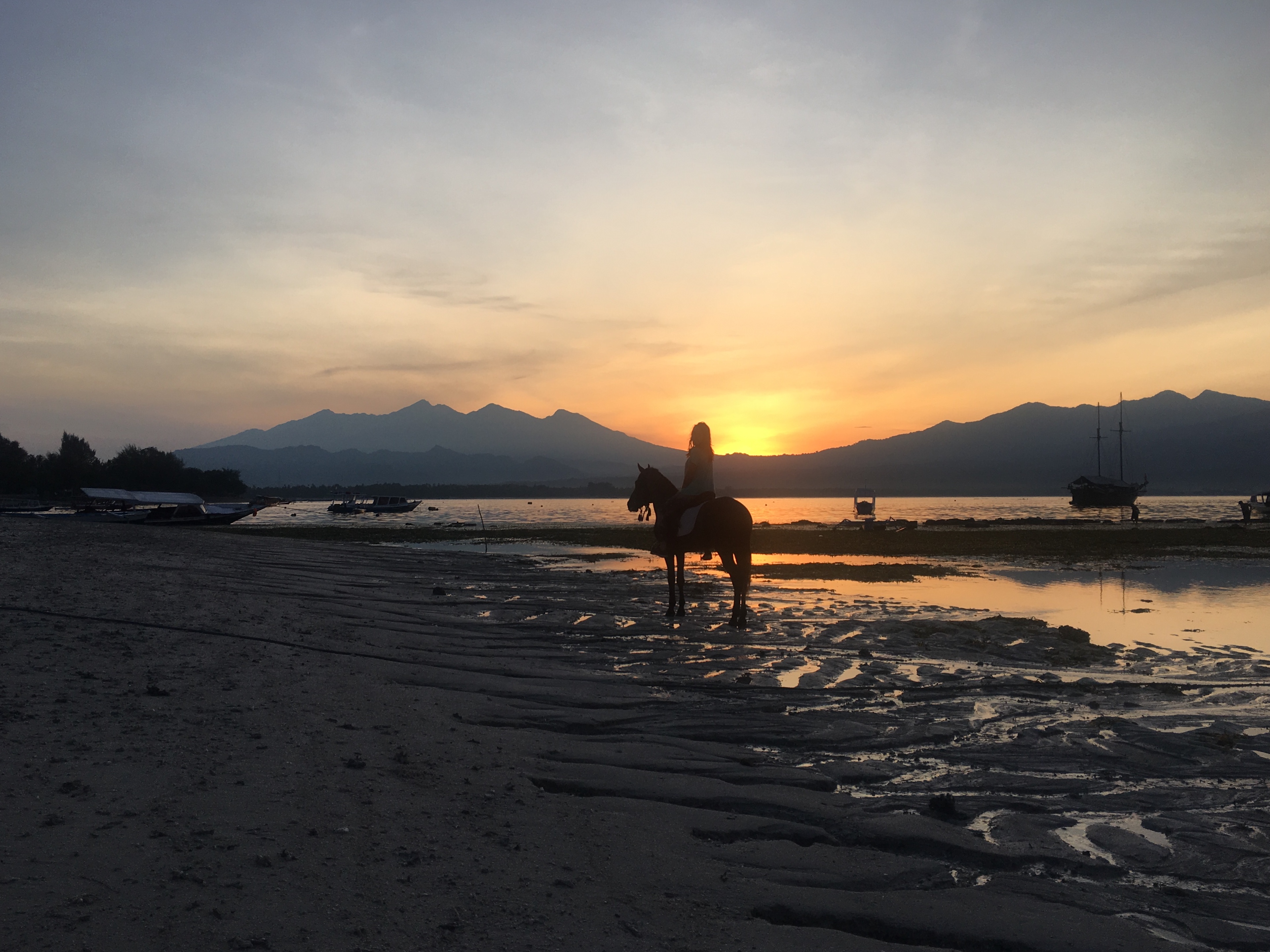 Gili eilanden, sunset, paardrijden